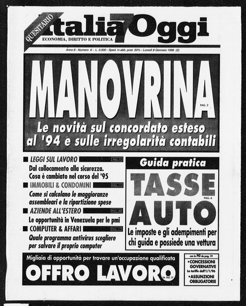 Italia oggi : quotidiano di economia finanza e politica